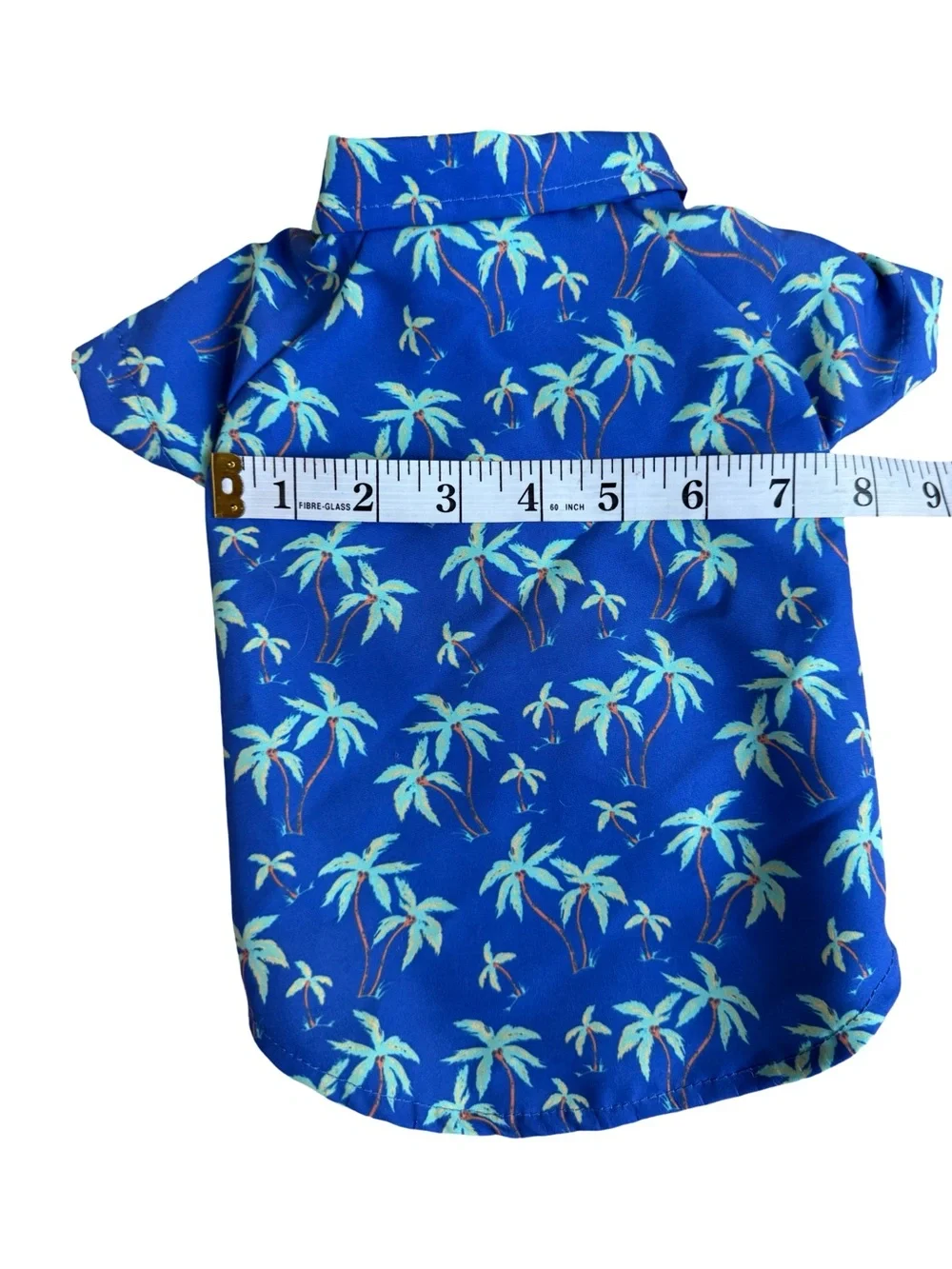 Buttons & Bones Blue Button Up & Velcro Tropical Print Dog Shirt Size Small NWT